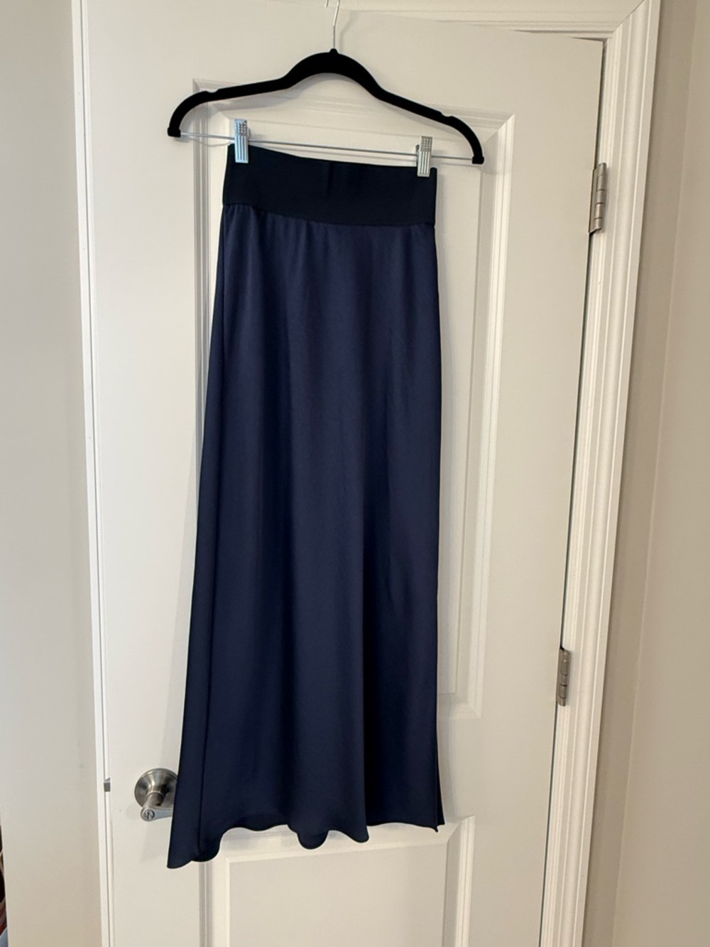 Vince Navy Maxi Skirt with Black Waistband
